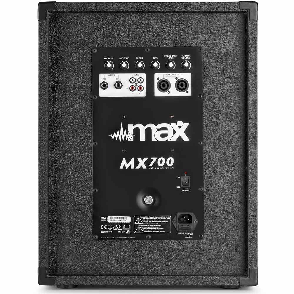 MAX MX700 2.1 Active Loudspeaker System with 12″ Subwoofer AVECorp