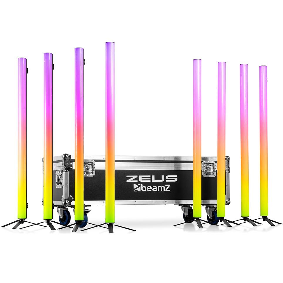 Beamz Zeus Battery Tube Set RGBW Set of 8 in Flightcase - Image 2