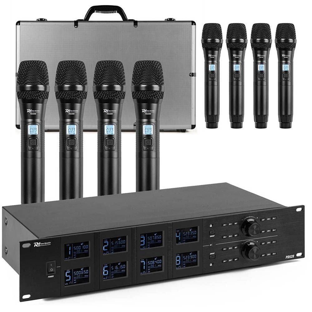 Power Dynamics PD528 UHF Wireless Handheld Microphone Set (Eight)