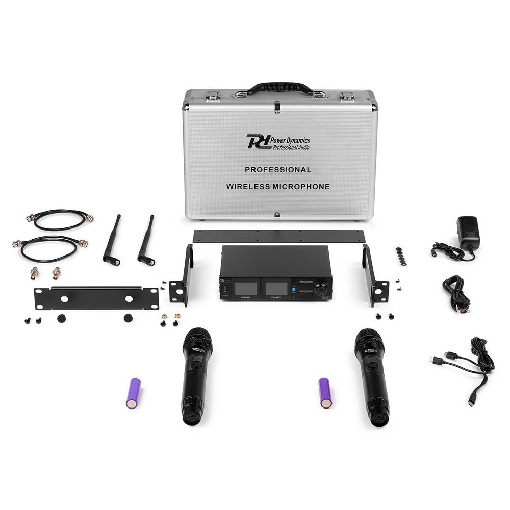 Power Dynamics PD522 UHF Wireless Microphone Set with 2 Handheld Microphones - Image 3