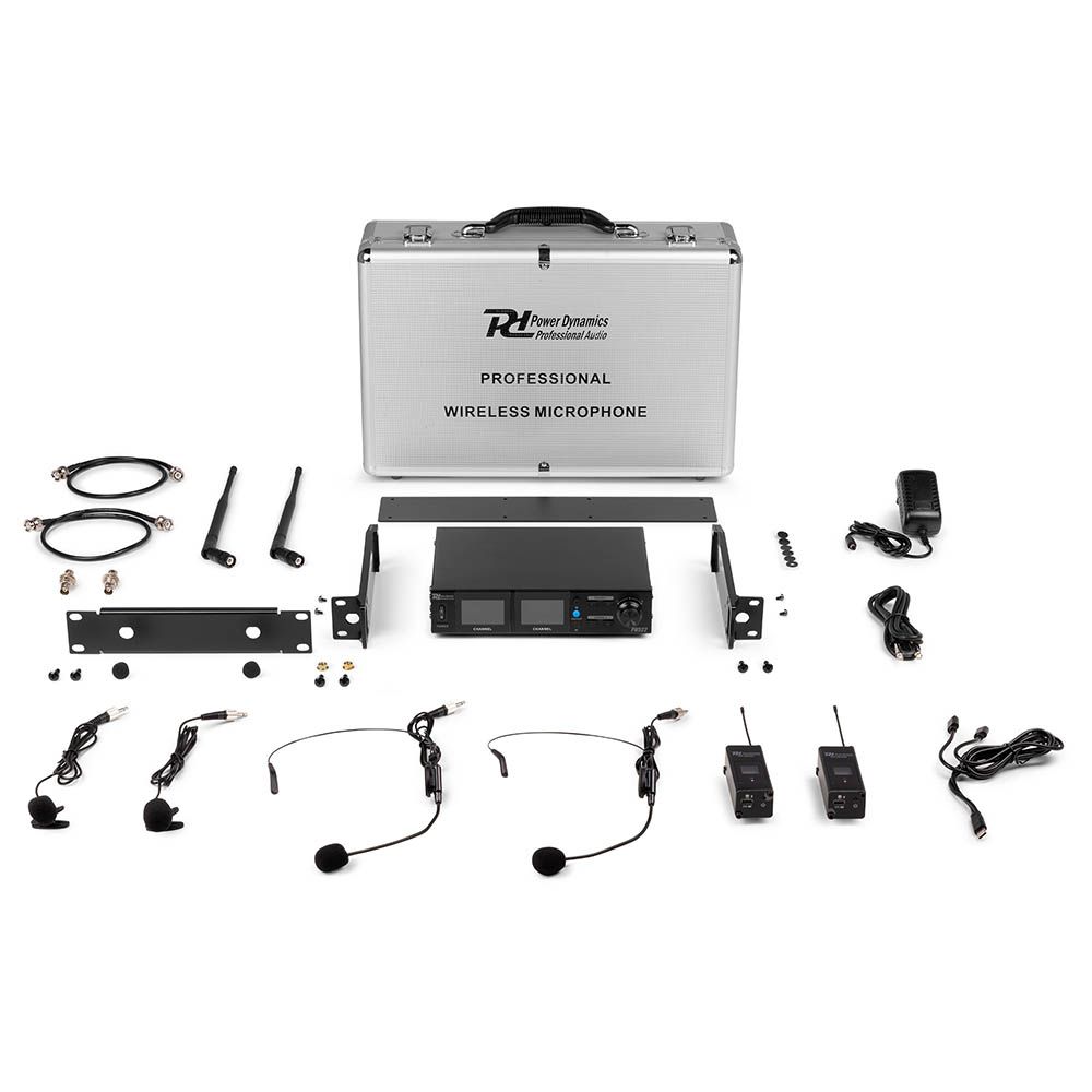 Power Dynamics PD522B UHF Wireless Microphone Set with 2 Bodypack Microphones - Image 2
