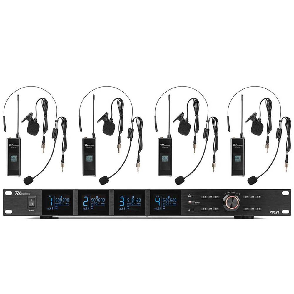 Power Dynamics PD524B UHF Wireless Microphone Set - 4 Bodypack Microphones