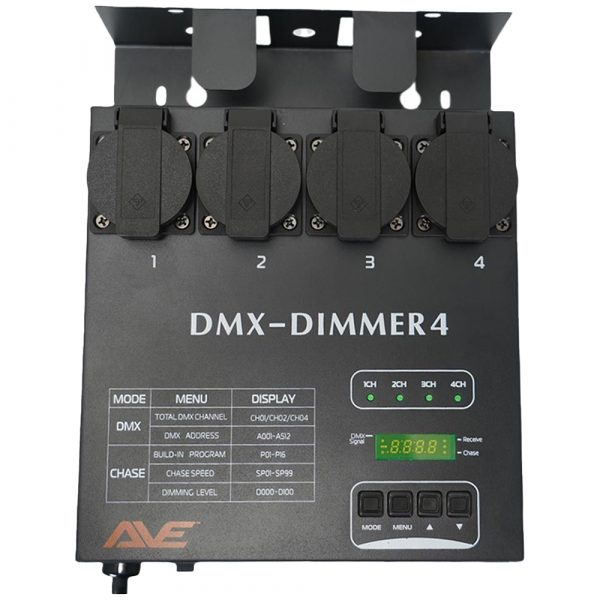 Dmx Socket Box AVE (DMX-DIMMER4) Chaser Box 4-Channel Switcher with Built-in Chase ...