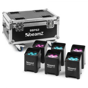 BeamZ PRO BBP62 Uplighter Set, 6 Uplights (in/outdoor) in Flightcase with Charger