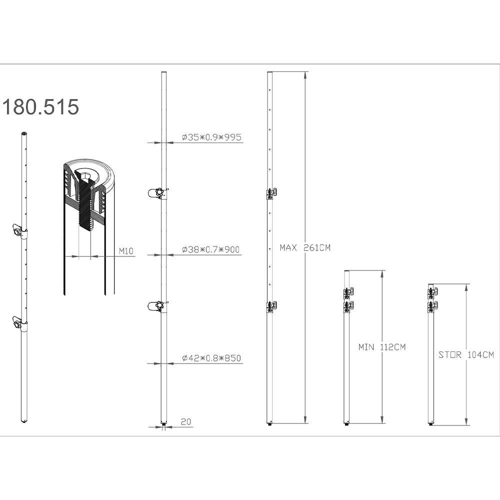 Vonyx MPS-T26M 3-Segment Distance Tube