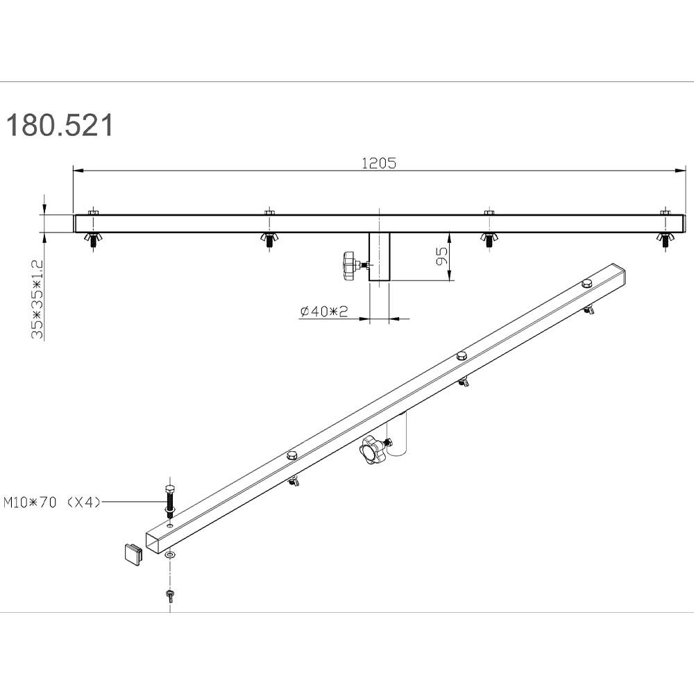 Vonyx MPS-B12 Lighting T-Bar 1.2m