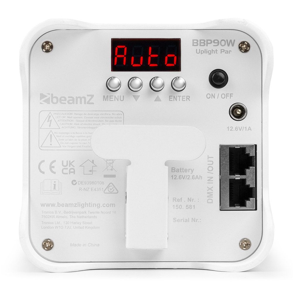 Beamz BBP90W Battery Uplight Par 4x 4W White