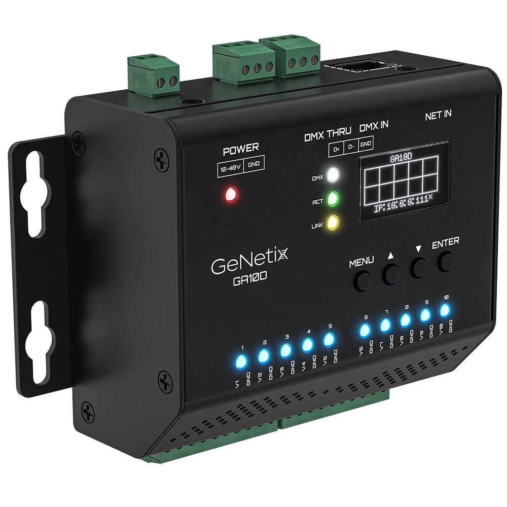Chamsys GeNetix GA10D DIN Rail DMX to 0-10V Converter