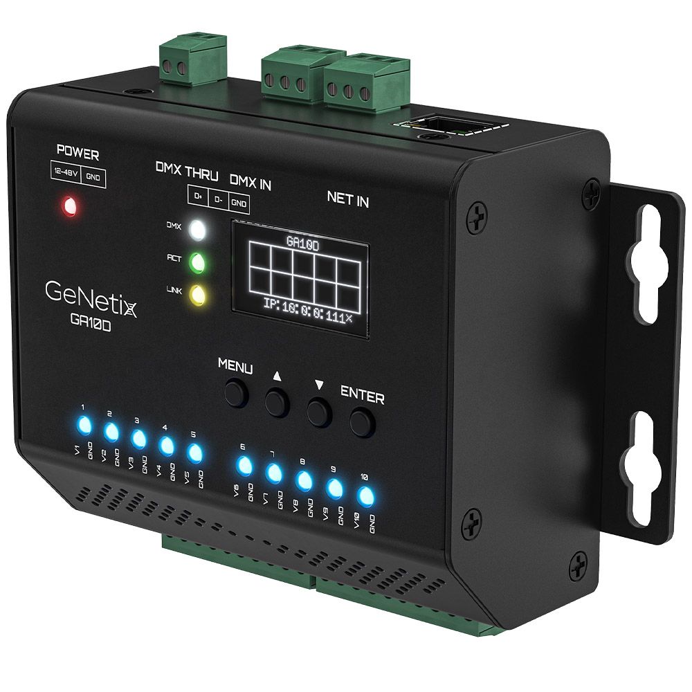 Chamsys GeNetix GA10D DIN Rail DMX to 0-10V Converter