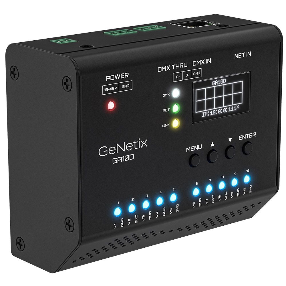 Chamsys GeNetix GA10D DIN Rail DMX to 0-10V Converter