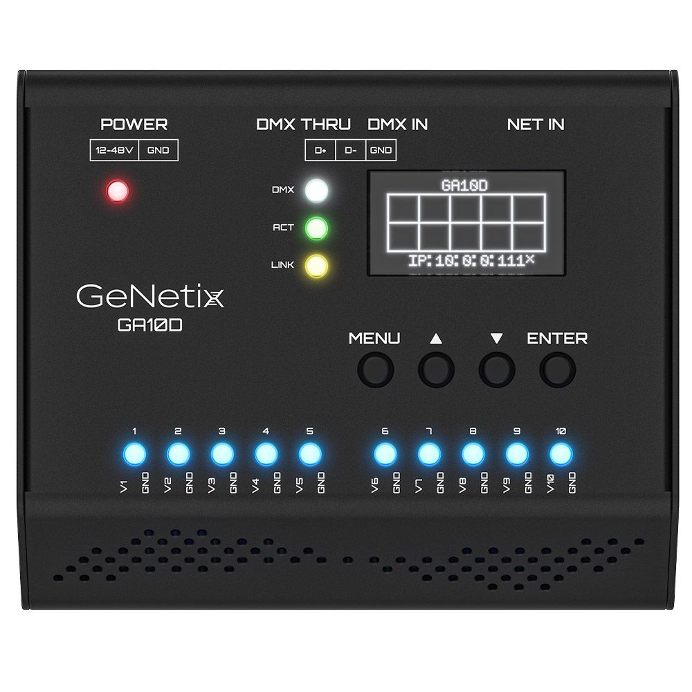 Chamsys GeNetix GA10D DIN Rail DMX to 0-10V Converter