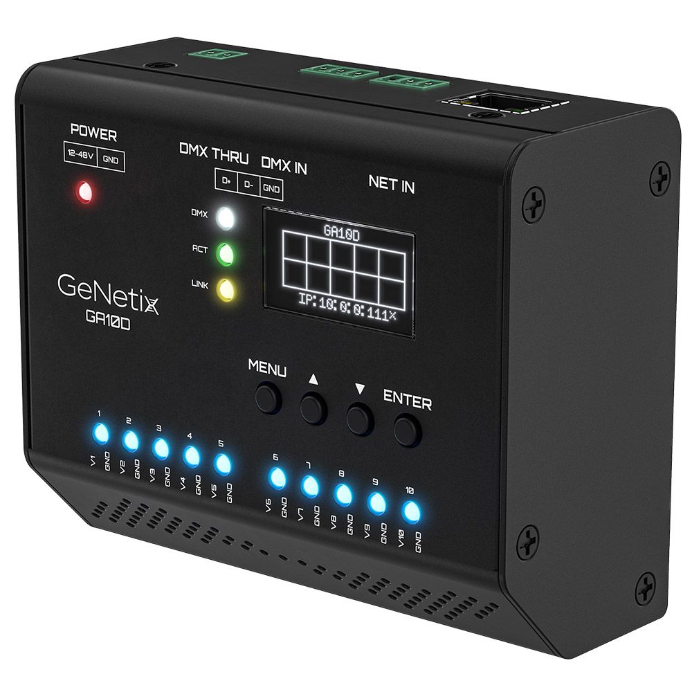 Chamsys GeNetix GA10D DIN Rail DMX to 0-10V Converter