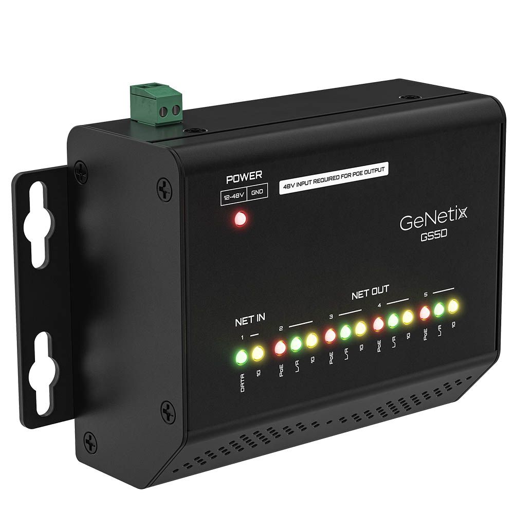 Chamsys GeNetix GS5D 5-Port DIN Rail Gigabit PoE+ Network Switch