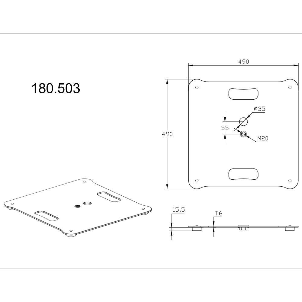 Vonyx MPS-B49S Square Baseplate